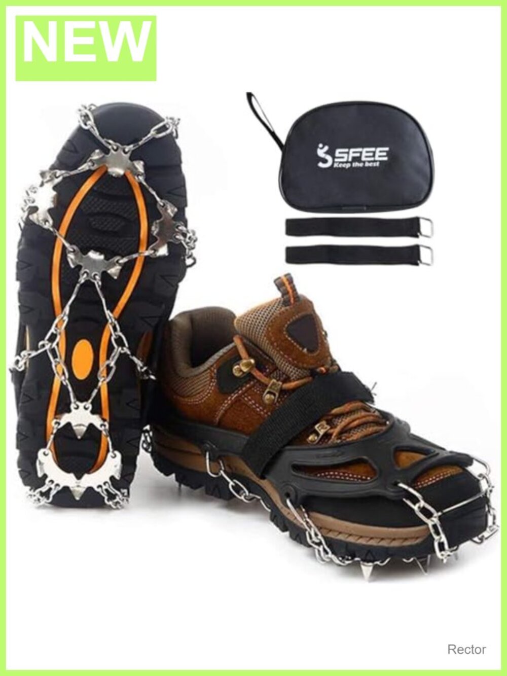19 Steel Spike Ice Cleats Traction Crampons for Walking Hiking Winter